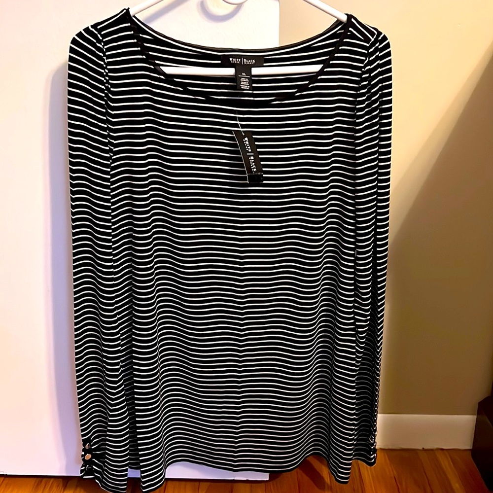 White House Black Market .  Black and White striped top.  New with tag